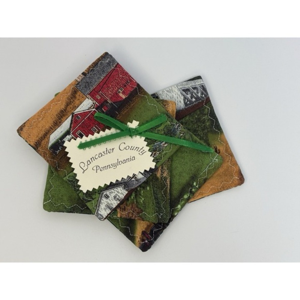 Lancaster PA Coasters Set of 4 Farm, Rural, Barn, Horse Theme
